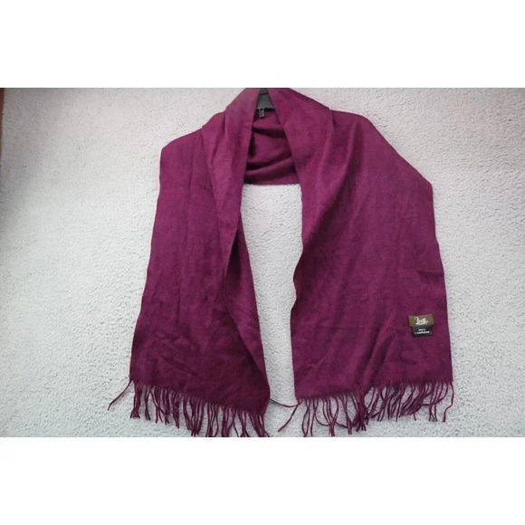 Forte' 100% Cashmere Scarf-Purple- 55" x 11.75"- Fringed - Picture 1 of 9